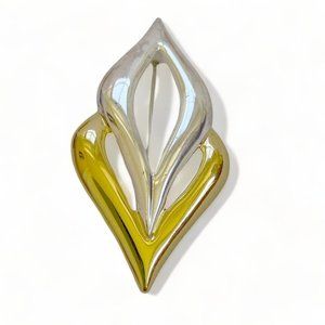 Napier Abstract Geometric Brooch Pin (Gold tone, Chrome, Fleur de Lys, Leaf,90s)